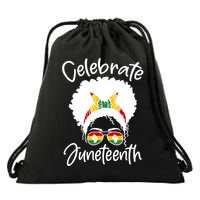 Celebrate Juneteenth Afro Bandana Traditional Colors Drawstring Bag