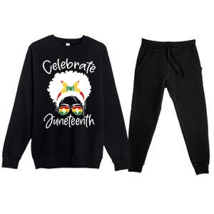 Celebrate Juneteenth Afro Bandana Traditional Colors Premium Crewneck Sweatsuit Set