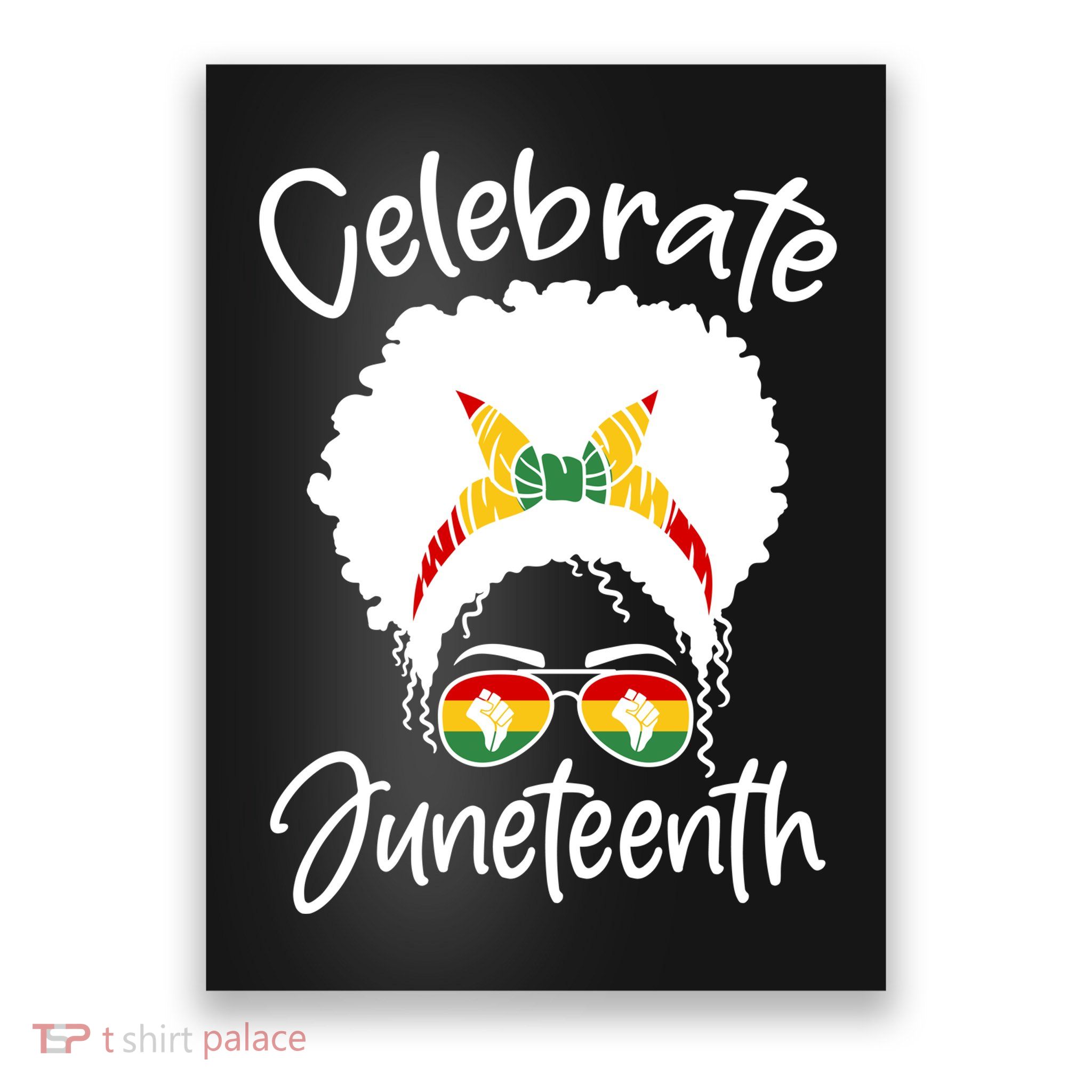 Celebrate Juneteenth Afro Bandana Traditional Colors Poster