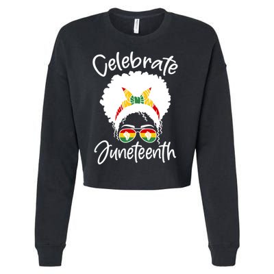 Celebrate Juneteenth Afro Bandana Traditional Colors Cropped Pullover Crew