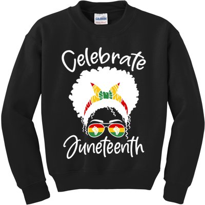 Celebrate Juneteenth Afro Bandana Traditional Colors Kids Sweatshirt