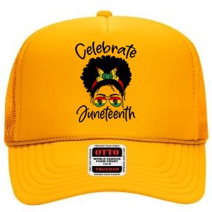 Celebrate Juneteenth Afro Bandana Traditional Colors High Crown Mesh Back Trucker Hat