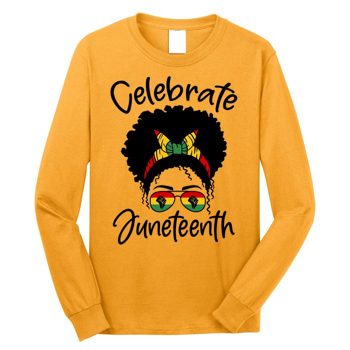 Celebrate Juneteenth Afro Bandana Traditional Colors Long Sleeve Shirt