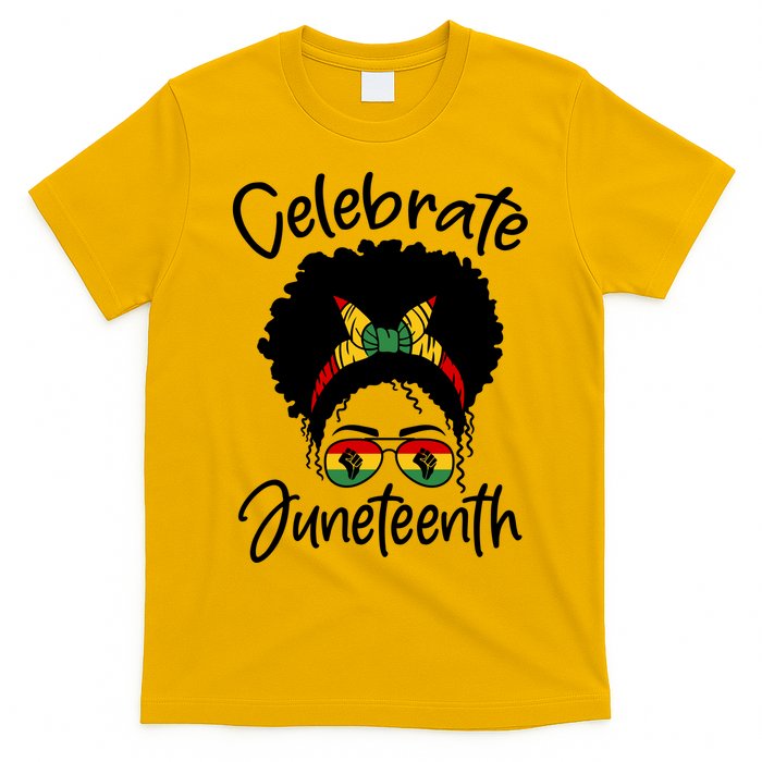 Celebrate Juneteenth Afro Bandana Traditional Colors T-Shirt