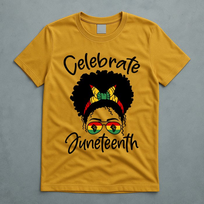 Celebrate Juneteenth Afro Bandana Traditional Colors T-Shirt