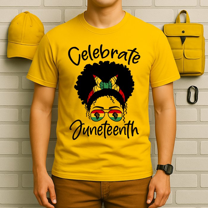 Celebrate Juneteenth Afro Bandana Traditional Colors T-Shirt