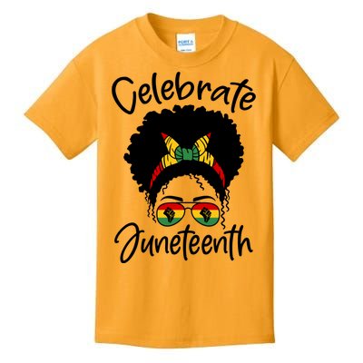 Celebrate Juneteenth Afro Bandana Traditional Colors Kids T-Shirt