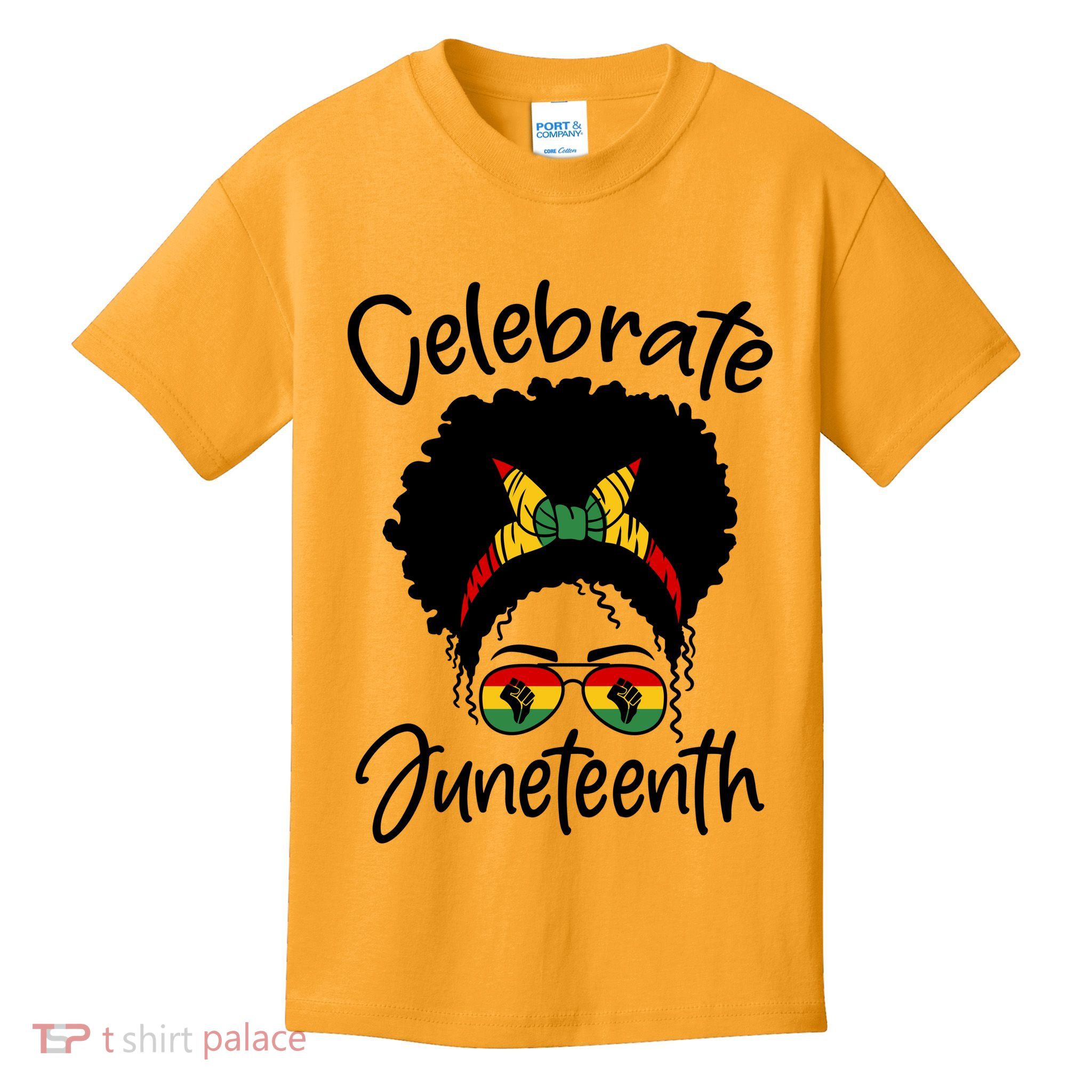 Celebrate Juneteenth Afro Bandana Traditional Colors Kids T-Shirt