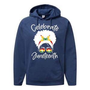 Celebrate Juneteenth Afro Bandana Traditional Colors Performance Fleece Hoodie