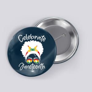 Celebrate Juneteenth Afro Bandana Traditional Colors Button