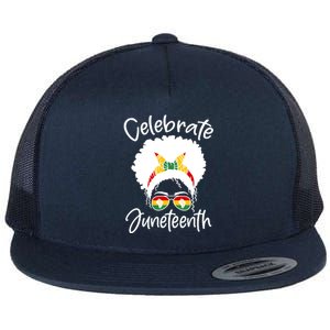 Celebrate Juneteenth Afro Bandana Traditional Colors Flat Bill Trucker Hat