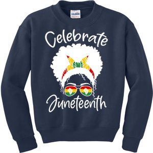 Celebrate Juneteenth Afro Bandana Traditional Colors Kids Sweatshirt