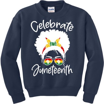 Celebrate Juneteenth Afro Bandana Traditional Colors Kids Sweatshirt