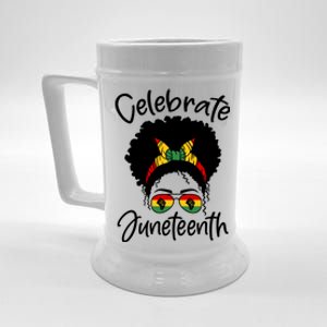 Celebrate Juneteenth Afro Bandana Traditional Colors Beer Stein