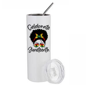 Celebrate Juneteenth Afro Bandana Traditional Colors Stainless Steel Tumbler