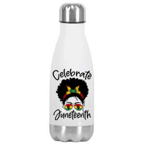 Celebrate Juneteenth Afro Bandana Traditional Colors Stainless Steel Insulated Water Bottle