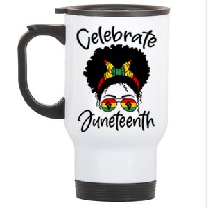 Celebrate Juneteenth Afro Bandana Traditional Colors Stainless Steel Travel Mug