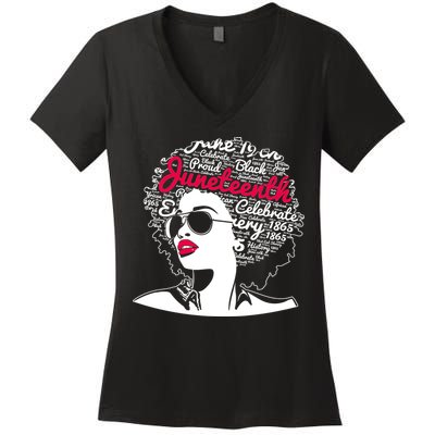 Celebrate Juneteenth June 19th Black History Women's V-Neck T-Shirt