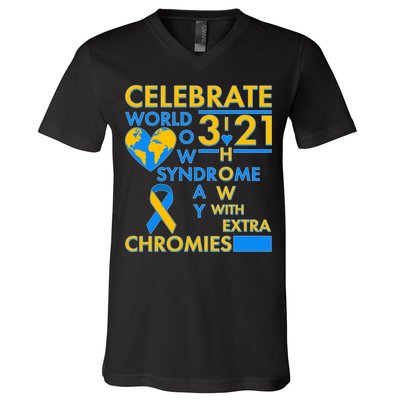 Celebrate World Down Syndrome Day I Love Homies With Extra Chromies V-Neck T-Shirt