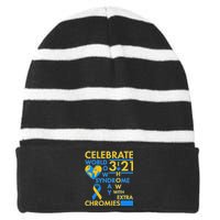 Celebrate World Down Syndrome Day I Love Homies With Extra Chromies Striped Beanie with Solid Band