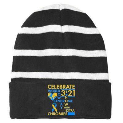 Celebrate World Down Syndrome Day I Love Homies With Extra Chromies Striped Beanie with Solid Band