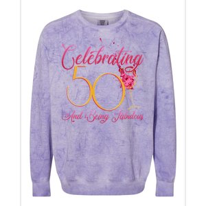 Celebrating 50 And Being Fabulous Colorblast Crewneck Sweatshirt