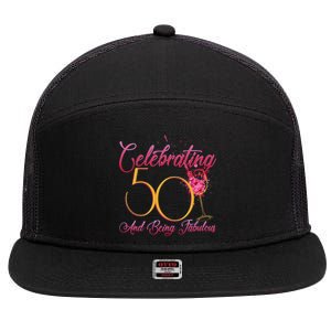 Celebrating 50 And Being Fabulous 7 Panel Mesh Trucker Snapback Hat