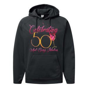 Celebrating 50 And Being Fabulous Performance Fleece Hoodie