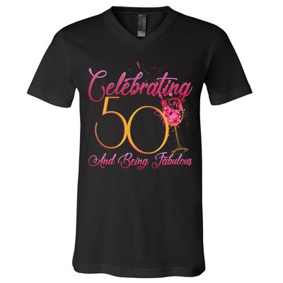 Celebrating 50 And Being Fabulous V-Neck T-Shirt