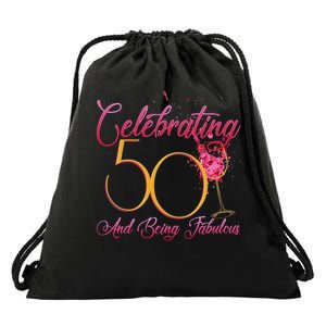 Celebrating 50 And Being Fabulous Drawstring Bag