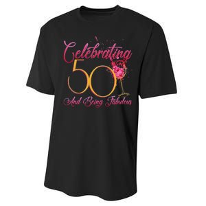 Celebrating 50 And Being Fabulous Performance Sprint T-Shirt