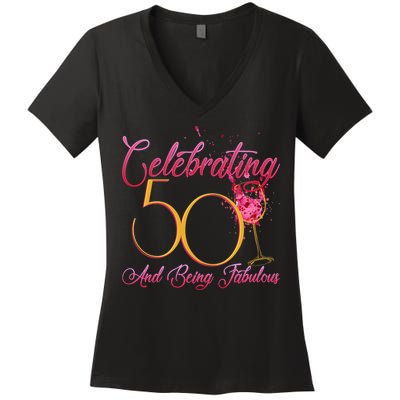Celebrating 50 And Being Fabulous Women's V-Neck T-Shirt