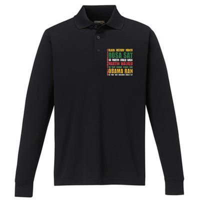 Celebrating Black History Month Rosa Martin Obama Performance Long Sleeve Polo