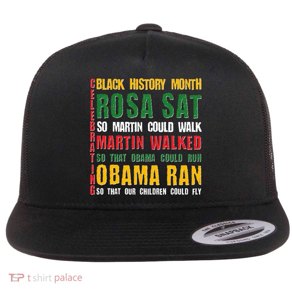 Celebrating Black History Month Rosa Martin Obama Flat Bill Trucker Hat