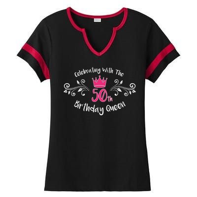 Celebrating With The 50th Birthday Queen Ladies Halftime Notch Neck Tee