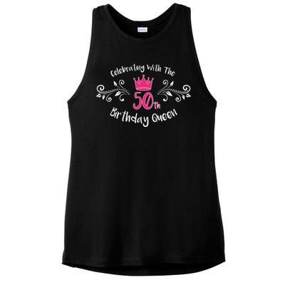 Celebrating With The 50th Birthday Queen Ladies PosiCharge Tri-Blend Wicking Tank