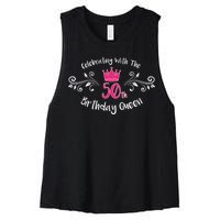 Celebrating With The 50th Birthday Queen Women's Racerback Cropped Tank