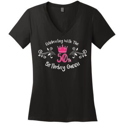 Celebrating With The 50th Birthday Queen Women's V-Neck T-Shirt