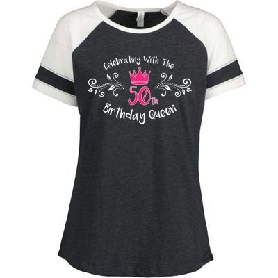 Celebrating With The 50th Birthday Queen Enza Ladies Jersey Colorblock Tee