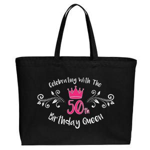 Celebrating With The 50th Birthday Queen Cotton Canvas Jumbo Tote