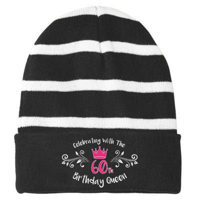 Celebrating With The 60th Birthday Queen Striped Beanie with Solid Band