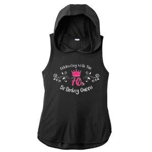 Celebrating With The 70th Birthday Queen Ladies PosiCharge Tri-Blend Wicking Draft Hoodie Tank