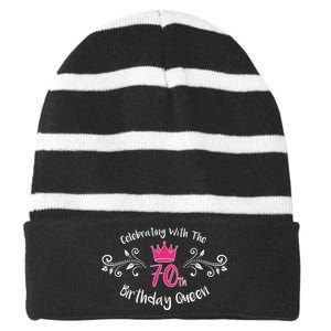 Celebrating With The 70th Birthday Queen Striped Beanie with Solid Band