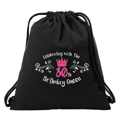 Celebrating With The 80th Birthday Queen Drawstring Bag