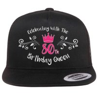 Celebrating With The 80th Birthday Queen Flat Bill Trucker Hat