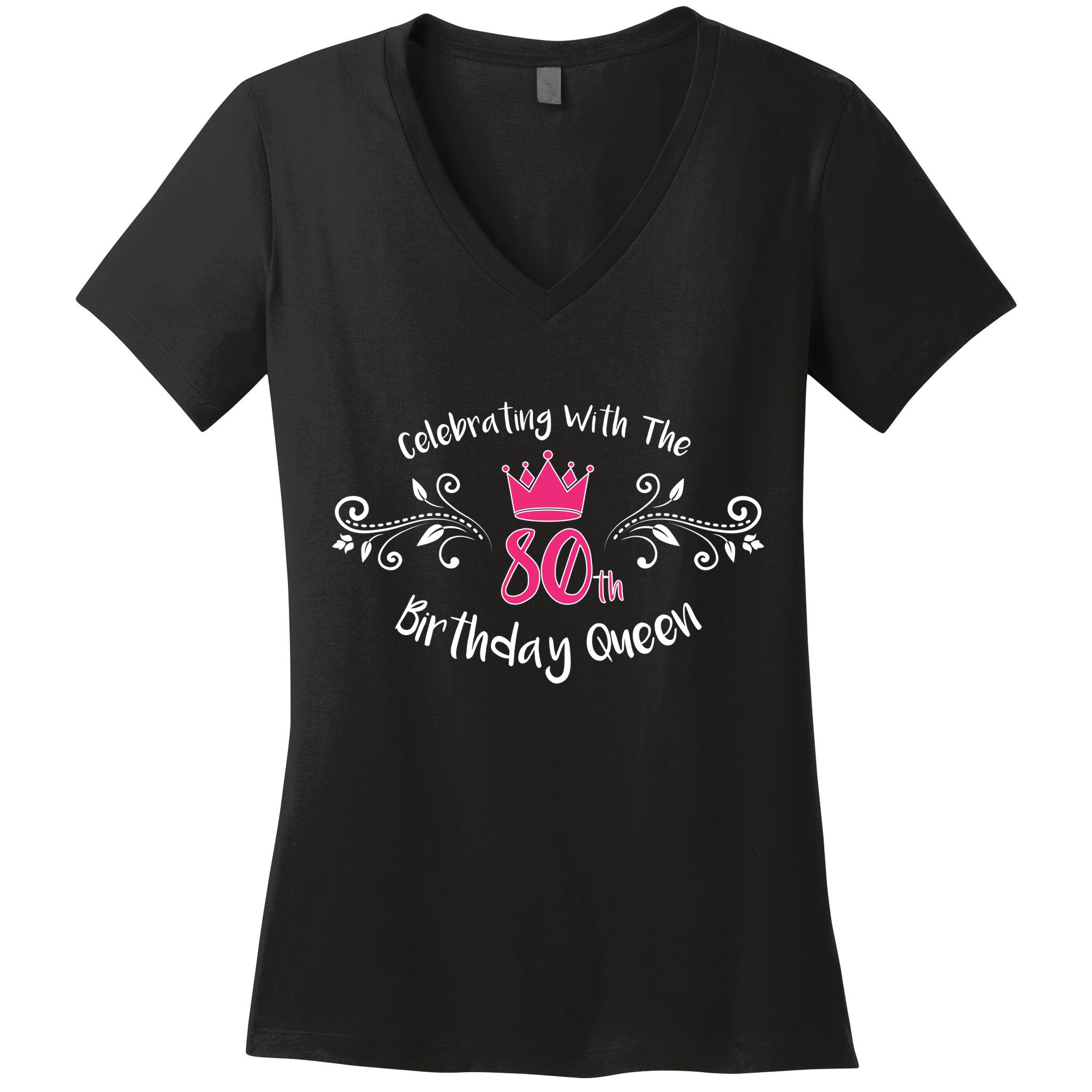 Celebrating With The 80th Birthday Queen Women's V-Neck T-Shirt