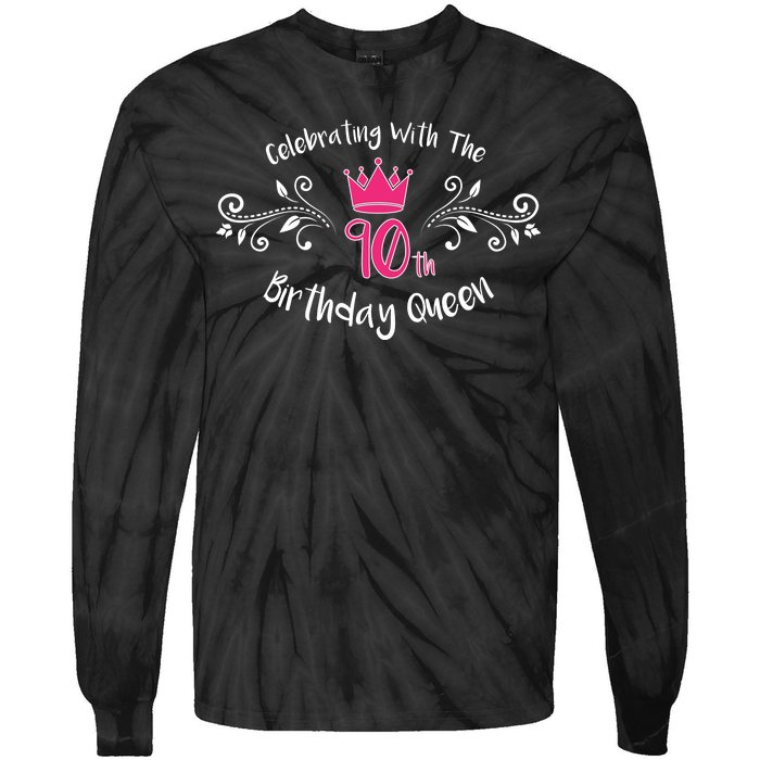 Celebrating With The 90th Birthday Queen Tie-Dye Long Sleeve Shirt