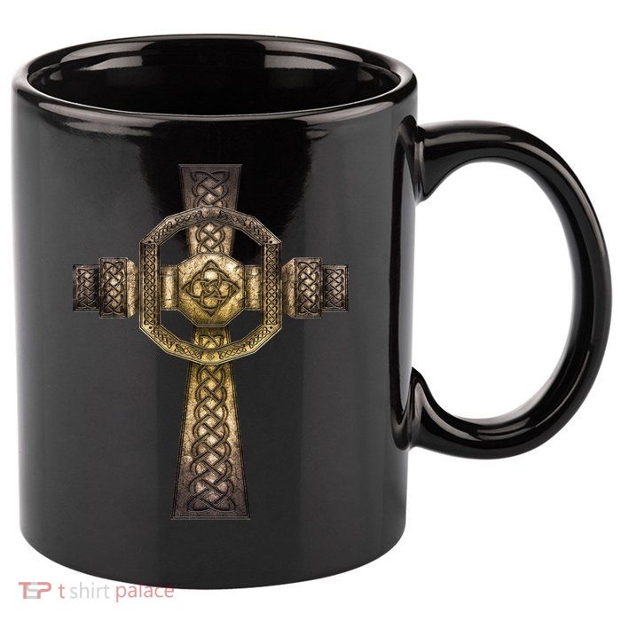 Celtic Irish Cross 11oz C Handle Ceramic Mug