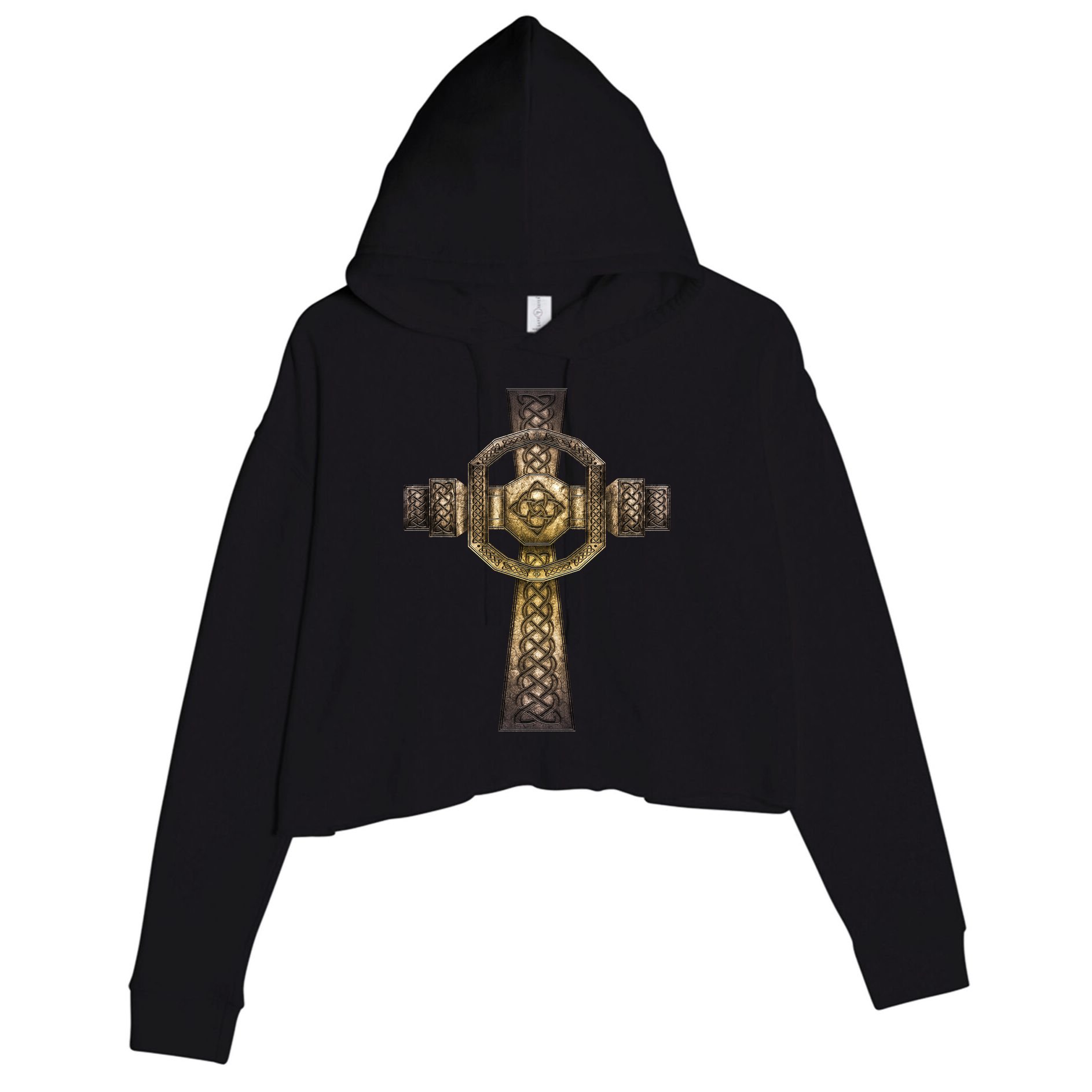 Celtic Irish Cross Crop Fleece Hoodie