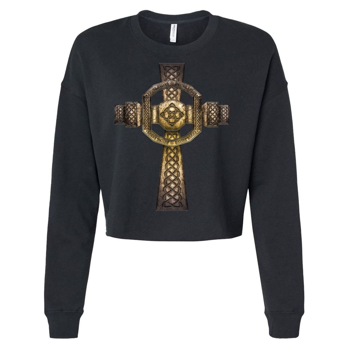 Celtic Irish Cross Cropped Pullover Crew